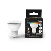 Gauss Лампа MR16 6W GU10 RGBW+димирование LED 101106406