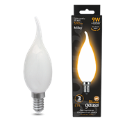 Gauss Лампа Filament Свеча на ветру 9W 590lm 3000К Е14 milky LED 104201109