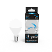 Gauss Лампа Шар 7W 590lm 6500К E14 диммируемая LED 105101307-D