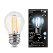 Gauss Лампа Filament Шар 11W 830lm 4100К Е27 LED 105802211