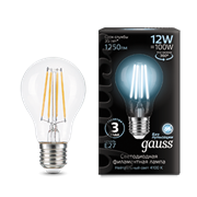 Gauss Лампа Filament А60 12W 1250lm 4100К Е27 LED 102902212