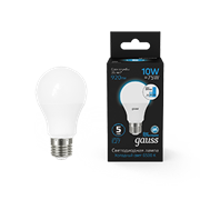 Gauss Лампа A60 10W 920lm 6500K Е27 шаг. диммирование LED 1/10/50 102502310-S