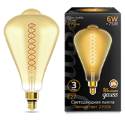Gauss Лампа Filament ST164 6W 890lm 2700К Е27 golden straight LED 157802118