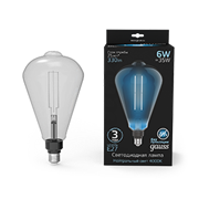 Gauss Лампа Filament ST164 6W 330lm 4000К Е27 gray straight LED 157802205