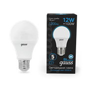 Gauss Лампа A60 12W 1200lm 6500K E27 LED 1/10/50 102502312