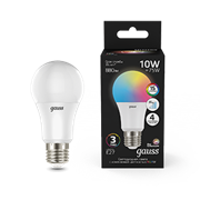 Gauss Лампа A60 10W E27 RGBW димирование LED 1/50 102102410
