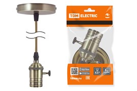 TDM Патрон Е27 с выключателем с подвесом 1 м, металлический "Лофт", бронза SQ0335-0074