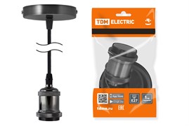 TDM Патрон Е27 с подвесом 1 м, металлический "Лофт", черный SQ0335-0070