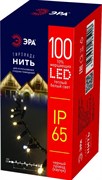 ЭРА ERAPS-NK10 Гирлянда 100LED Нить 10 м, теплый свет, бел. мерц., черн. каучук, 220В, IP65 Б0051888