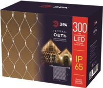 ЭРА ERAPS-SKW1 Гирлянда 300LED Сеть 2м*3м, теплый белый свет, бел. мерц, белый каучук, 220В, IP65 Б0051896