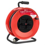 EKF PROxima Удлинитель на катушке "Гефест 2.0" 4 гнезда 50м с заземлением и предохранителем КГ 3*2,5 16А/3,5кВт IP44 UKG02-16-R325-4-50-IP44