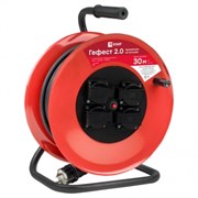 EKF PROxima Удлинитель на катушке "Гефест 2.0" 4 гнезда 50м с заземлением и предохранителем ПВС 3*1,5 16А/3,5кВт IP44 UKA02-16-R315-4-50-IP44