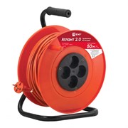 EKF PROxima Удлинитель на катушке "Атлант 2.0" 4 гнезда 50м без заземления ПВС 2*0,75 6А/1,3кВт UKA02-06-275-4-50