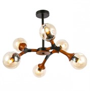 Evoluce SLE109402-06 светильник потолочный чёрный, тёмное дерево/Прозрачный, Янтарный E27 6*60W SLE109402-06