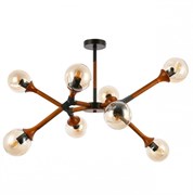 Evoluce SLE109402-08 светильник потолочный чёрный, тёмное дерево/Прозрачный, Янтарный E27 8*60W SLE109402-08