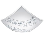 Eglo  Светильник LED настенно-потолочный NERINI, 16W(E27), 340х340, сталь, белый/стекло, хрусталь, белый, черн., прозрач. 95578