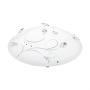 Eglo Светильник LED настенно-потолочный SORRENTA 1, 16W(LED), Ø315, сталь, белый/стекло, хрусталь, белый, прозрач. 95689