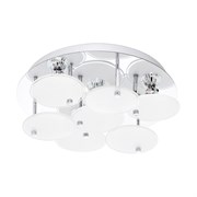 Eglo Светильник LED потолочный JURANDA, 4х3W(GU10), Ø330, нерж. сталь, хром/сатин. стекло, белый, прозрач. 95518