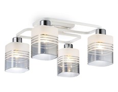 Ambrella Светильник потолочный TR303205/4 WH/CH/SM/FR белый/хром/дымчатый/белый матовый E27*4 max 60W 370*370*200 TR303205
