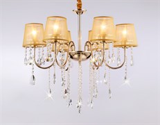 Ambrella Подвесная люстра с абажурами и хрусталем TR4589/6 GD золото E14/6 max 40W D660*570 TR4589
