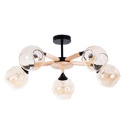 Arte Lamp A4370PL-5BR BRANSON Люстра металл черный/дерево/янтарное стекло A4370PL-5BR