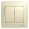 Glossa бежевый выключатель 2-клавишный, сх.5, 10АХ (в сборе с рамкой) GSL000252 - фото 12455