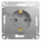 Glossa алюминий розетка с заземлением, со шторками GSL000345 - фото 12496