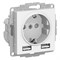 Systeme Electric AtlasDesign белый розетка SO + USB A+A, 5В/2,4А, 2х5В/1,2А, механизм ATN000130 - фото 44940