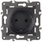 Розетка 220v c/з и шторками антрацит ЭРА Элеганс 14-2102-05 - фото 62191