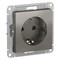 Systeme Electric AtlasDesign сталь розетка с заземлением, со шторками, 16А, механизм ATN000945 - фото 71160