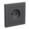 Systeme Electric AtlasDesign базальт розетка без заземления, 16А, в сборе ATN001440 - фото 71264