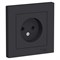 Systeme Electric AtlasDesign карбон розетка без заземления, 16А, в сборе ATN001040 - фото 71294