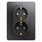 Glossa графит розетка 2-ая с заземлением, со шторками (в сборе) GSL001326 - фото 71788