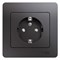 Glossa графит розетка с заземлением, со шторками (в сборе) GSL001344 - фото 71803