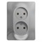 Glossa алюминий розетка 2-я без заземления (в сборе с рамкой) GSL000320 - фото 72087