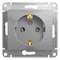 Glossa алюминий розетка с заземлением, со шторками GSL000345 - фото 72114