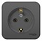 Blanca наружняя антрацит розетка с заземлением, без шторок, (тонкая) 16А, 250В, изолированная пластина BLNRA110116 - фото 72788