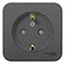 Blanca наружняя антрацит розетка с заземлением, со шторками, (тонкая) 16А, 250В, изолированная пластина BLNRA111116 - фото 72789