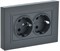 IEK Brite графит розетка 2-места с заземлением, без защ. штор. 16А в сборе BR-R21-16-K53-F - фото 73184