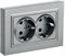 IEK Brite алюминий розетка 2-места с заземлением, без защитных створок 16А в сборе BR-R21-16-K47-F - фото 73292