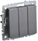 IEK Brite Base сталь выключатель 3 клавишный 10А BR-V30-0-10-K46 - фото 73348