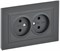 IEK Brite графит розетка 2-я без заземления, шторок, 10А в сборе BR-R20-10-K53-F - фото 73537