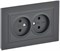 IEK Brite графит розетка 2-я без заземления, со шторками, 10А в сборе BR-R23-10-K53-F - фото 73599