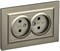 IEK Brite шампань розетка 2-я без заземления, со шторками, 10А в сборе BR-R23-10-K37-F - фото 73614