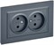 IEK Brite маренго розетка 2-я без заземления, со шторками, 10А в сборе BR-R23-10-K35-F - фото 73684