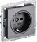 IEK Brite Base сталь розетка 1-м с заземлением, с защитными шторками 16А BR-R14-16-K46 - фото 73716