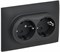 IEK SKANDY Графит Розетка 2-ая с/з с защитными шторками 16А в сборе SK-R07G SK-R24-16-K53-F - фото 74116