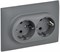 IEK SKANDY Серый Розетка 2-ая с/з с защитными шторками 16А в сборе SK-R07Gr SK-R24-16-K03-F - фото 74122