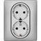 Розетка двойная с заземлением - Legrand/Daccord Inspiria - со шторками в сборе 16А 250В винтовые зажимы - алюминий 673452 - фото 74830