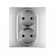 Legrand Etika алюминий розетка 2-ая с заземлением, со шторками, автоматические клеммы 672433 - фото 74887
